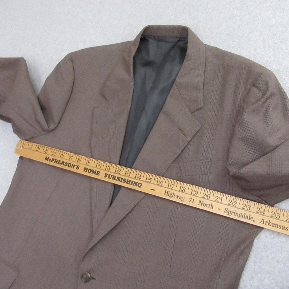 Hickey Freeman Mens Sport Coat 46L Brown Plaid Wool Cashmere Single‎ Vent